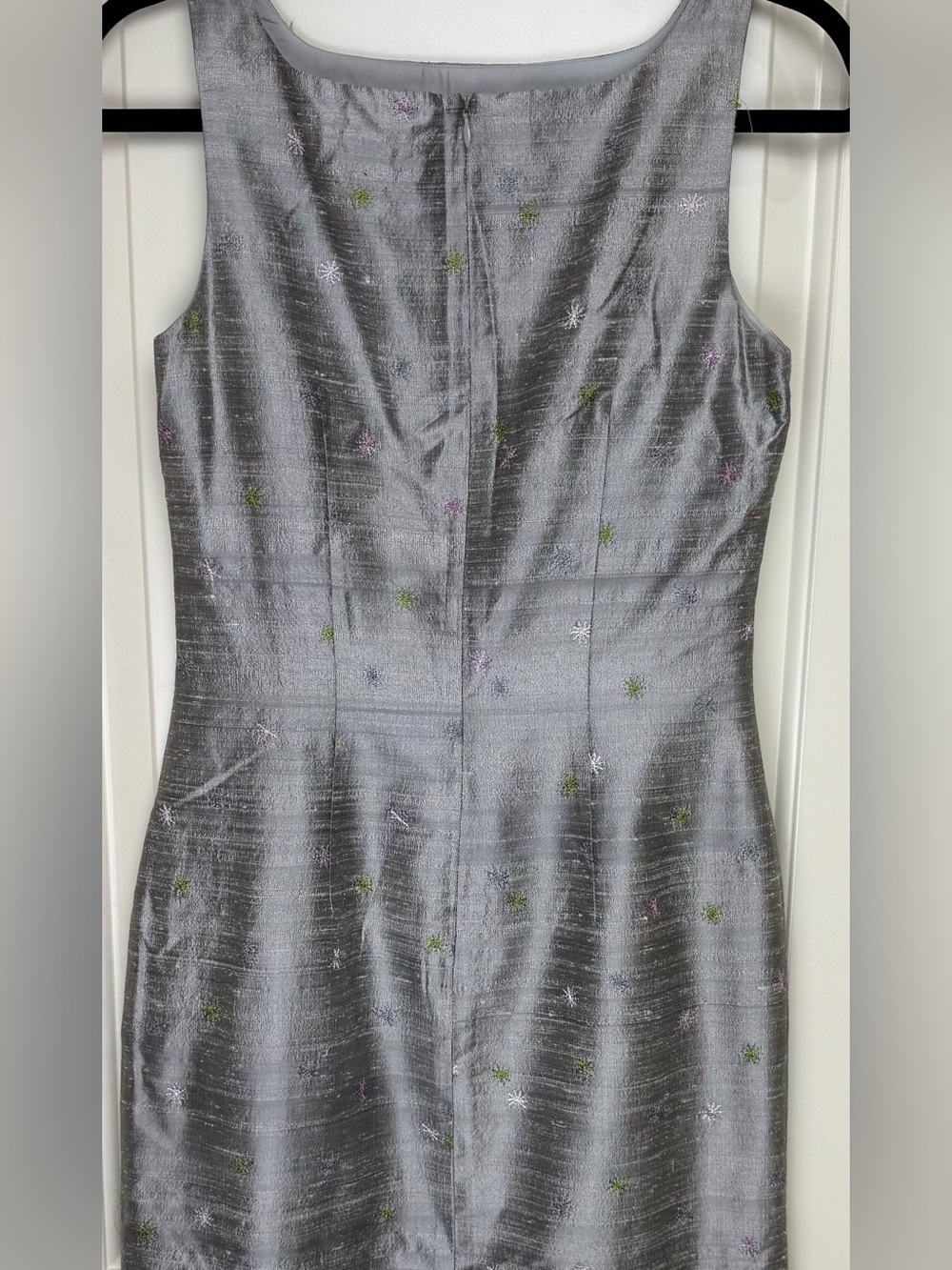 Vintage Nicole Miller Collection Silk Embroidered Silver Dress 4. Y2K - Picture 6 of 10